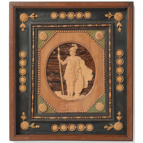 A North Italian microcarving portrait relief miniature attributed to Giuseppe Maria Bonzanigo
